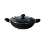 Bergner Essential Plus 5 Layer Marble Non Stick Kadai/Kadhai with Glass Lid, 26 cm, 4.5 litres, Induction Base, Food Safe (PFOA Free), Thickness 2.8mm, Black