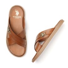 U.S. Polo Assn. Mens FRAN Tan Slippers – (UK8) (US9) (2FD24638K06)