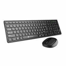 Portronics Key7 Combo Wireless Keyboard & Mouse Set with 2.4 GHz USB Receiver, 10m Working Range, 12 Shortcut Keys, Adjustable DPI, 10 Million Key Life & Click Life for PC, Laptop, Mac (Black)