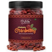 Lila Dry Fruits Flavoured Cranberries With Black Pepper & Pink Salt 1 Kg (500 G X 2) | Dried Cranberry Snack Tangy Spicy Cran Berries For Healthy Snacking & Munching Perfect For Gifting