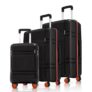 HRX Helium 3-Piece Luggage Set Haileys Black Polypropylene Hard Shell Suitcase Set – Premium Travel Trolley Bags with 8 Spinner Wheels, Number Lock & Water Resistant Body