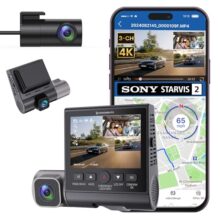 Crossbeats RoadEye DC04 4K Dash Cam for Car | Cabin, Front and Rear 3 Channel Dashcam for car | Sony STARVIS 2 Sensor | Built-in GPS | WiFi | Night Parking Mode |256GB |Smart App 12M Warranty (Black)