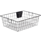 Amazon Brand – Solimo Steel Dish Drainer with Cutlery Stand | Bartan, Plate & Utensil Drying Kitchen Basket | Rectangular | Black