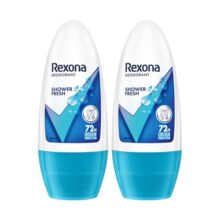 Rexona For Female Shower Fresh Underarm Roll On Deodorant + Antiperspirant With Glycerine, Removes Odour, Even Skin Tone,Keeps Skin Fresh & Clean, Alcohol Free, 50 Ml (Pack Of 2)