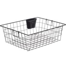 Amazon Brand – Solimo Steel Dish Drainer with Cutlery Stand | Bartan, Plate & Utensil Drying Kitchen Basket | Rectangular | Black