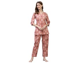 Stylum Women’s Ikat Print Rayon Night Suit Set (BLUSHIKAT36_Blush, S)