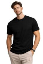Mens T Shirt Premium Cotton Slim Fit Crew Neck Short Sleeve Casual Basic Tee Soft Breathable Everyday Essential (In, Alpha, 2Xl, Regular, Men, Black)