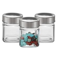 CELLO Qube Fresh Glass Storage Jar for Kitchen Set of 3 Pcs, 180 ml Transparent | Fridge Safe Airtight Leadfree Toughened Glass Kitchen Storage Containers Set For Beans, Whole Grains Spices Dry Fruits
