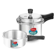 Pigeon By Stovekraft (14331) Aluminium Pressure Cooker Combo 2 Litre And 3 Litre Induction Base Outer Lid (Silver)