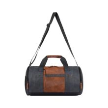 Gear Clubsport 3 9″/33L Faux Leather Large Water Resistant Duffle Bag/Travel Bag/Gym Bag for Men & Women(Navy-Tan)