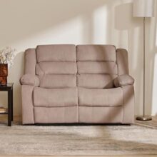 Home Centre | Cairo NXT 2-Seater Fabric Recliner | Recliner Sofa for Living Room | Solid Wood | Beige | 2 Year Warranty
