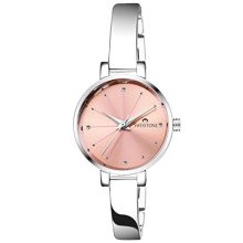 Swisstone Analog Stainless Steel Silver Plated Women’S Watch (Pink Dial Silver Colored Strap)