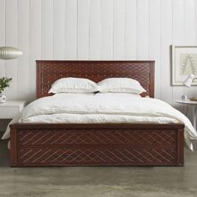 HomeTown Solid Wood Victoria Box Storage King Size Bed (Antique Cherry)
