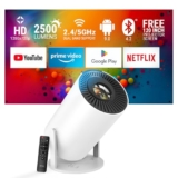 Ant Esports View 521 Smart Led Projector – White | 1080P & 4K Support I 2500 Lumens I Wifi +Bt, Android 9 I Hdmi/Usb I Upto 130″(330Cm) Max Screen I Speaker Power 3W I 720P Native Included 120″ Screen