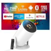 Ant Esports View 521 Smart Led Projector – White | 1080P & 4K Support I 2500 Lumens I Wifi +Bt, Android 9 I Hdmi/Usb I Upto 130″(330Cm) Max Screen I Speaker Power 3W I 720P Native Included 120″ Screen