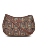 ZOUK 100% PeTA Approved Vegan Leather Royal Indian Peacock Print Shoulder Bag for Women