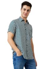 Spykar Men Green Slim Fit Printed Half Sleeve Casual Shirt (Size:)-MSHPS1BE011