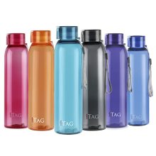 Cello Tag Plastic Water Bottle, 1000Ml, Set Of 6, Assorted