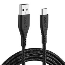 Boat Type C A325/A320 Tangle-Free, Sturdy Type C Cable, Usb Cablewith 3A Rapid Charging & 480 Mbps Data Transmission Speed, Compatible With Smartphones & Tablets 1.5Meter (Black)