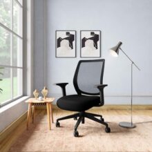 Interio by Godrej Curv Premium Mesh Wide Back Ergonomic Chair | Work from Home/Study Chair | 1-Year Warranty | Height Adjustable Chair | Heavy Duty PP Base | DIY Installation, Black