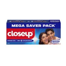Closeup Intense Cool Blue Gel Toothpaste With Cooling Beads | Intense Cooling | 18 Hours Of Fresh Breath, 300G (150G X 2)