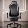 DROGO Alpha-X Ergonomic Gaming Chair with Footrest | Premium PU Leather with 135° Recline | 2D Padded Armrest | Computer Chair for Study |Office Chairs for Work from Home With Neck Support(Black&Grey)