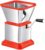 Manual Vegetable Chopper With Hand Crank, Stainless Steel Blade Drum, Square Hopper Design, Red Base