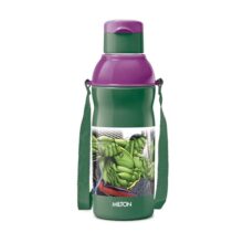 Milton Marvel Kool Elite 600 Kids Plastic Insulated Water Bottle with Straw, 492 ml, Sipper Bottle, Leak Proof, BPA Free, Food Grade, School & Picnic Bottle, Dark Green (Hulk Print)