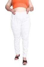 Women Plus Size Rayon White Solid Jeggings with Stretchable Fabric | Ultra Plus Size Pull-On Pants | Elastic Waistband | Soft Flexible Material | Casual Wear | Western Fashion for Curvy Women