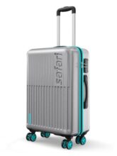 Safari Medium Astra Neo 8 Wheels 66cm Size Check-in Trolley Bag, Hard Case Polycarbonate, 360 Degree Wheeling Luggage for Men & Women, Travel Bag, Suitcase for Travel, Silver