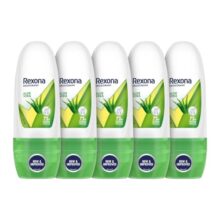 Rexona Aloe Vera Underarm Roll-On Deodorant For Women | 72 Hours Long-Lasting Odour Protection | 0% Alcohol, Safe On Skin | 25Ml (Pack Of 5)