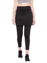 Clovia Women High-Waist Polyester Gym Tights – Workout, Black, XXL