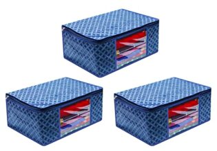 Fancy Walas Non woven storage bags for clothes saree cover fancy saree cover with zip combo & cloth organizer for wardrobe (3)