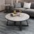 Furniture Café Modern Round Coffee Table with White Marble Finish Top and Black Metal Base – Living Room Center Table