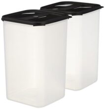 Amazon Brand – Solimo Antimicrobial Square Modular Plastic Storage Container (7.5 L Each) | Stackable | BPA-Free | Multipurpose Use for Snacks, Spices, & More (Set of 2) (Black)