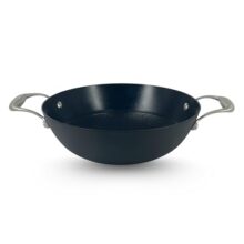 Prabha Induction Base Kadhai 2.4 Litre | Non Stick Black Eisen Cast Iron IB Kadai 24 cm | Cooking Kadai for Deep Frying | Gas & Induction Bottom | Cookware kadai with Steel Handle (Black)