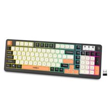 FRONTECH Wireless Gaming Keyboard, 98 Keys Layout, 19 Anti-Ghosting Keys, Dual Wireless 2.4GHz & Bluetooth 5.1, Rainbow Backlight, 2000mAh Battery, Type-C Charging, 1 Year Warranty (KB-0026P)