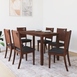 @home By Nilkamal Floret 6 Seater Solid Wood Dining Set with Chairs in Walnut Finish for Dining & Kitchen Room