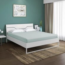 Nilkamal SLEEP Hybrid Wood and Metal Structure Grande Queen Size Bed, Lightweight and Portable (78 X 60, White)