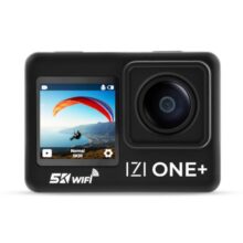 IZI ONE Plus 5K 48MP Action Camera | 6-Axis Gyro Stabilization | 110ft Waterproof | Vlogging | 170° FOV | WiFi | Dual Screen Video Camera | 2X 1350mAh Batteries | Fast C-Type Charge HQ External Mic