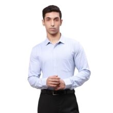 Park Avenue Men Slim Fit Structure Pattern Pure Cotton Semi Cutaway Collar | Full Sleeve Formal Shirt | Medium Blue