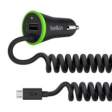 Belkin Usb-A With Coiled Micro Usb Cable (4 Foot) Car Charger Adapter. Conveniently Quick Charge All Usb-A And Micro Usb Compatible Devices (Mobiles, Tablets, Speakers And More), Black