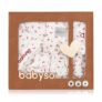 BABYSO Premium 7-Piece Newborn Gift Set, 100% Cotton Baby Clothing Essentials, Shirt, Shorts, Cap, Mittens, Booties, Napkin, Perfect Box, 0-6 Months (Cherry Print)