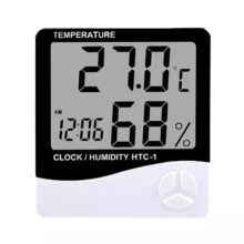 FreshDcart HTC-1 Room Thermometer with Humidity Incubator Meter and Accurate Temperature Indicator Wall Mounting LCD Digital Clock Monitor for Indoor/Outdoor (White)