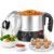 SOLARA Electric Kettle Multipurpose 1.5 Litre, 600 Watts, Stainless Steel Body with Glass Lid, 3 Boiling Modes, for Hot Water, Milk, Tea, Coffee, Cooking Oats, Noodles, Soup, Egg Boiler Machine-Black