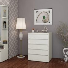 Home Centre Engineered Wood Helios Reynan Cubby Chest Of 5 Drawers – White, Matte