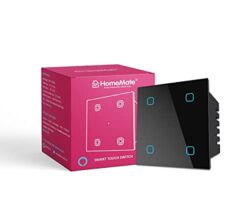 HomeMate® Wi-Fi Smart 4 Gang Touch Switch (Black, Pack of 1) | No Hub Required | Works with Amazon Alexa, Google Assistant & Siri
