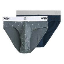 WROGN Men’s Pack of 2 Cotton-Spandex Briefs | Navy | Solid & Print | Slim Fit | S