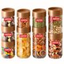 Milton Stack It Airtight Kitchen Jars Set Of 9 I Food Grade Plastic Kitchen Storage And Containers I Transparent, Stackable & Unbreakable I (5 X 360Ml; 2 X 680Ml; 2 X 890Ml) I Brown