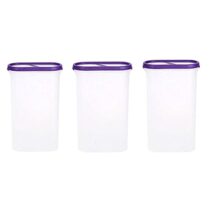 SIMPARTE 360° AirTight Kitchen Storage Container Set for Rice|Dal|Atta|Flour|Cereals|Pulses|Snacks, Stackable|BPA Free|Modular Design|Set of 3 (2400 ml), Playful Purple